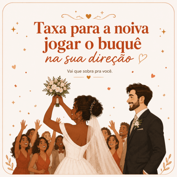 Taxa pra noiva jorgar o buquê na sua direção